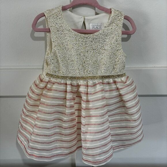The Children’s Place Striped Jacquard Knit Glitter Dress - Picture 3 of 11